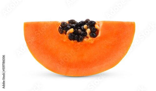 sliced of ripe papaya isolated on transparent png