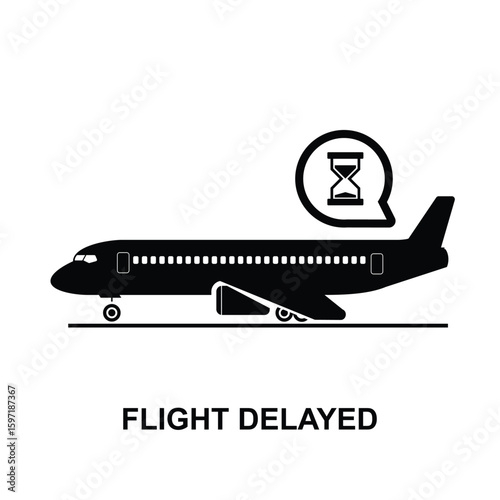 Flight delayed icon isolated on background vector illustration.