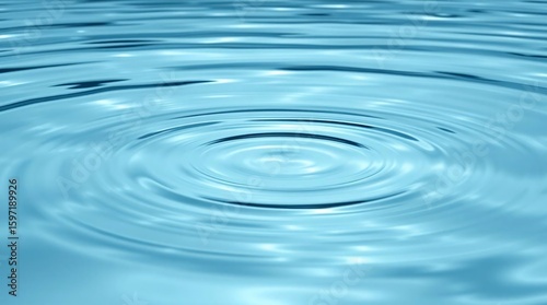 close up of  circular effect ripples in blue water with a shallow depth of field.