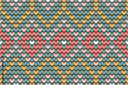 Soft pastel floral knitting pattern with pink, yellow, and green. Perfect for cozy crafts, textiles, and romantic handmade designs.