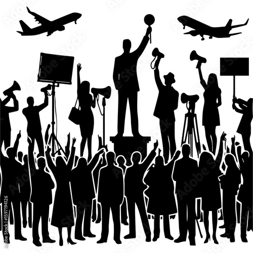 Protest Crowd Silhouette