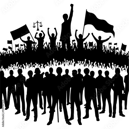 Protest Crowd Silhouette