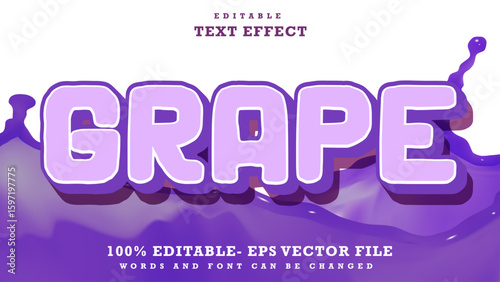 3d Word Grape Editable Text Effect Design, Effect Saved In Graphic Style