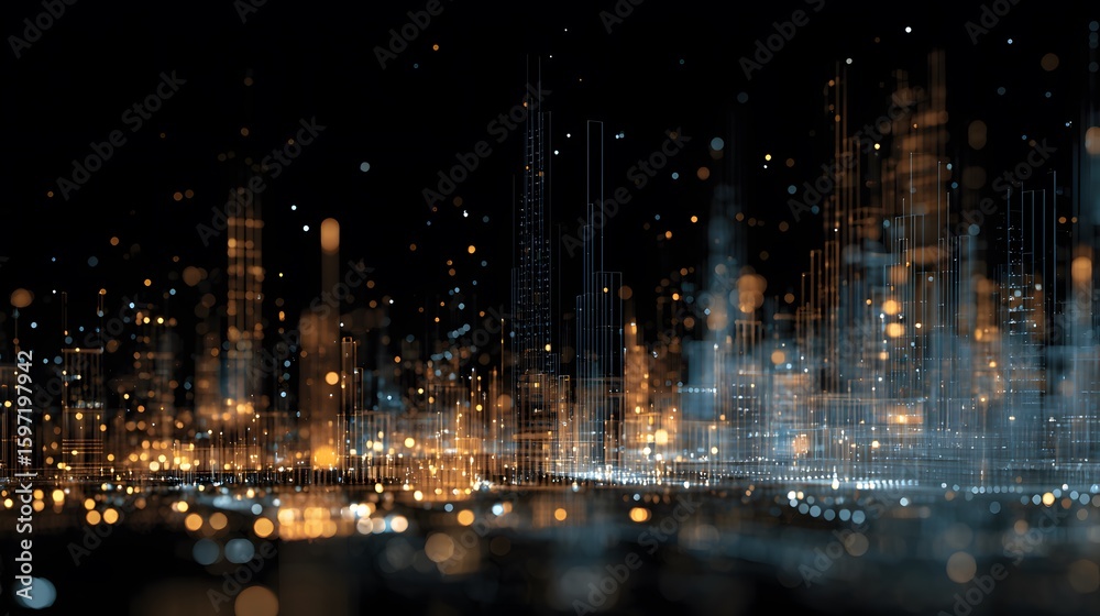 Naklejka premium Conceptual image of digital transformation with data visualization