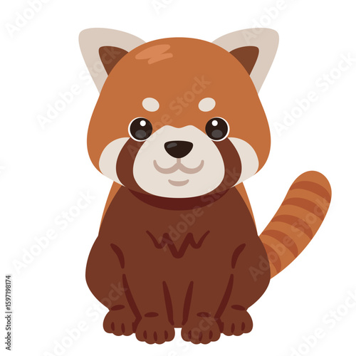お座りしたレッサーパンダのイラスト