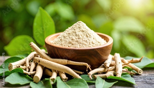 Organic Ashwagandha Powder and Roots: Herbal Supplement