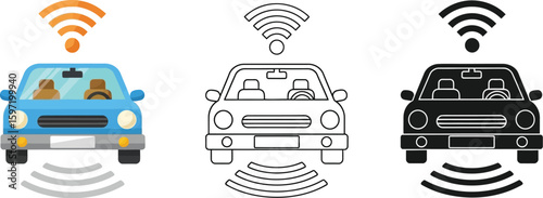 Autonomous car connected technology smart vehicle self driving car vector illustration design concept