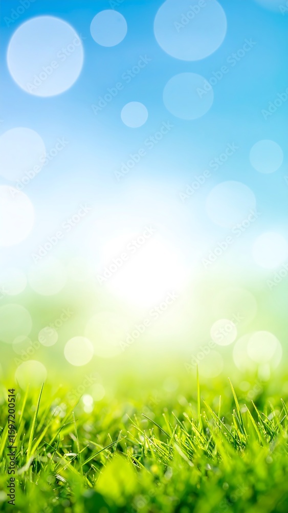 Obraz premium Vibrant spring grass and sky bokeh