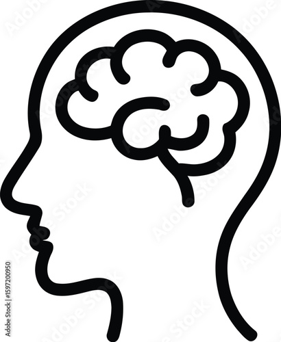 Human head with the brain icon set mind health think mental psychology vector symbol in a black filled and outlined style memory person illustration sign
