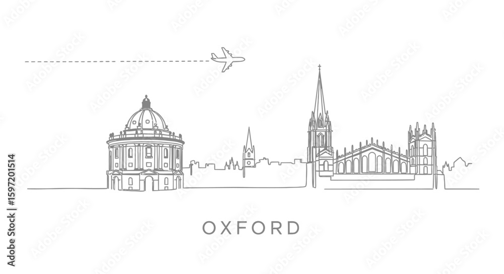 Obraz premium Oxford England Skyline Plane Minimal.