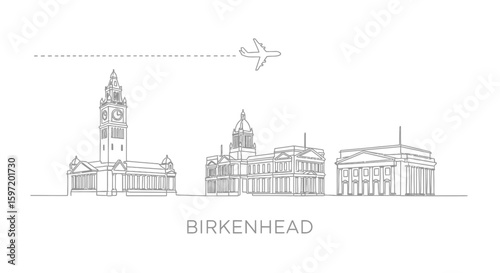 Birkenhead England Skyline minimal white.