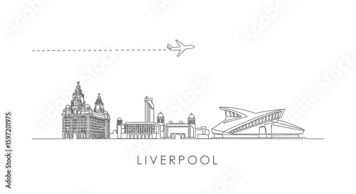 Liverpool Skyline with Minimalist, Cityscape, and England.