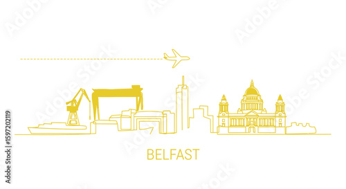 Belfast Skyline Illustration with Vector.