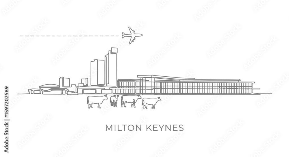 Obraz premium Milton Keynes Skyline City line art.