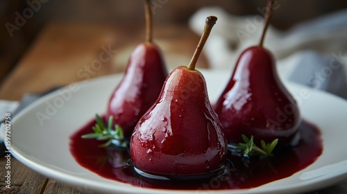 Poached Pears in Red Wine Sauce