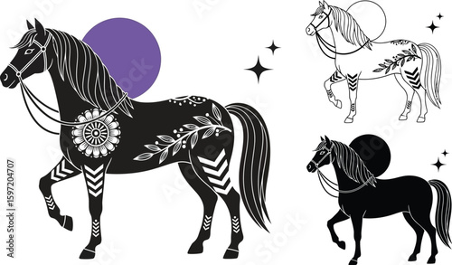Horse vector illustration, horse silhouette, horse graphic design, horse art, horse drawing, horse outline
