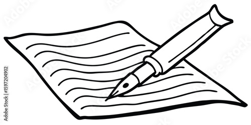Hand with a luxury fountain pen signing a document on paper