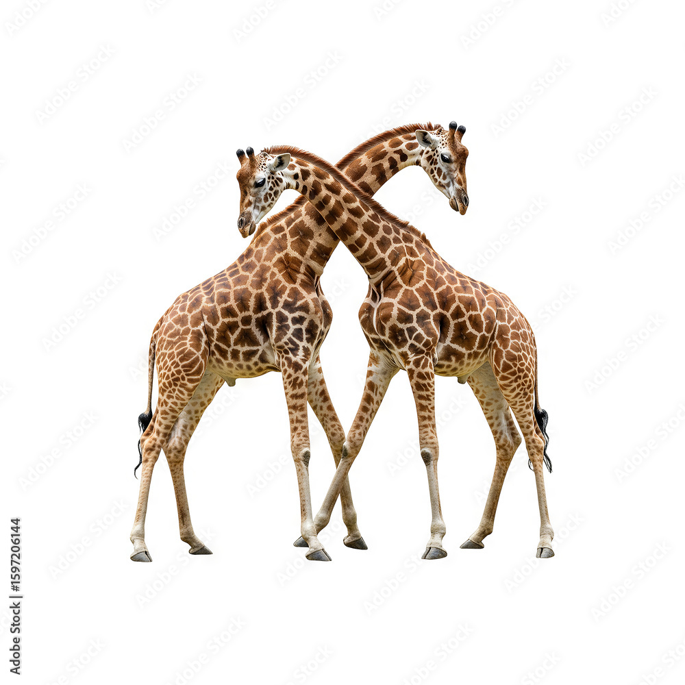 Fototapeta premium Two Wild Giraffes in the bushveldt of Africa generative AI