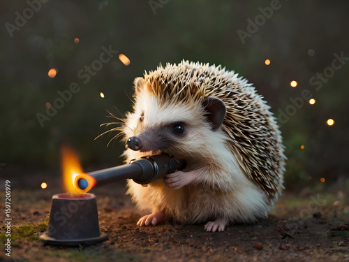 hedgehog on fire