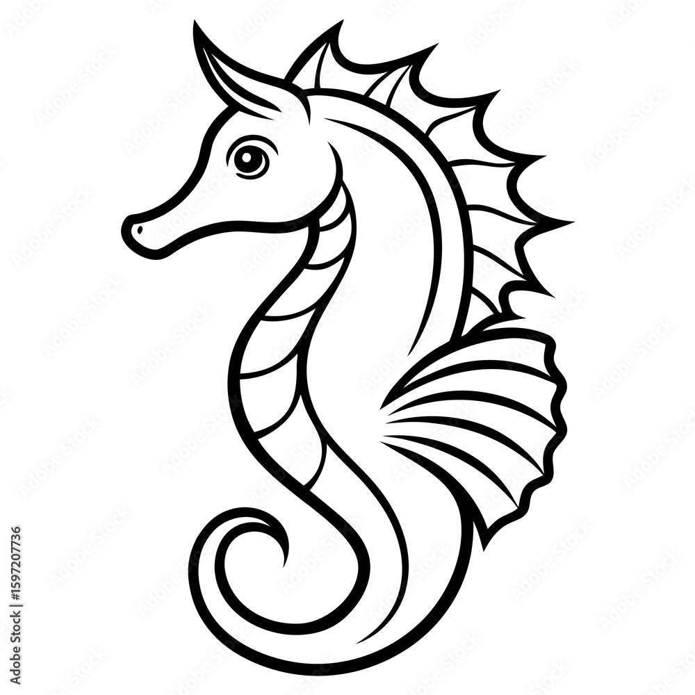 Seahorse Line Art / Outline Vector Seahorse Line Art / Outline Vector