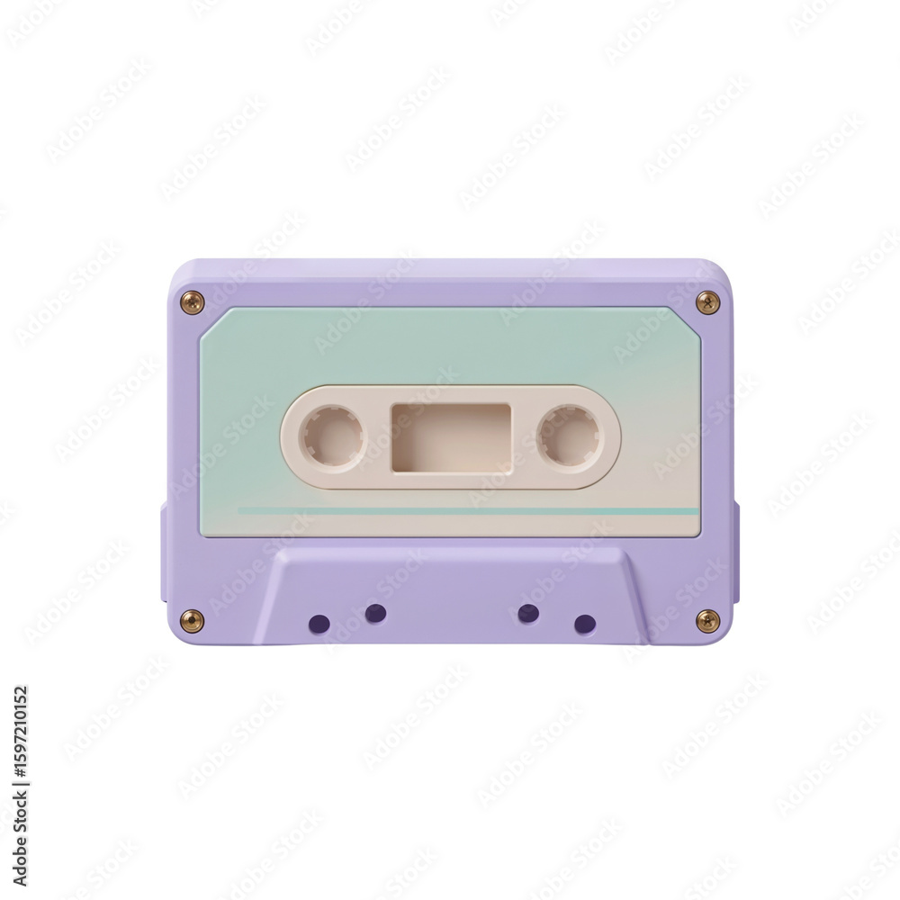 Obraz premium Nostalgic pastel cassette tape floating on a transparent scene evoking retro vibes and musical