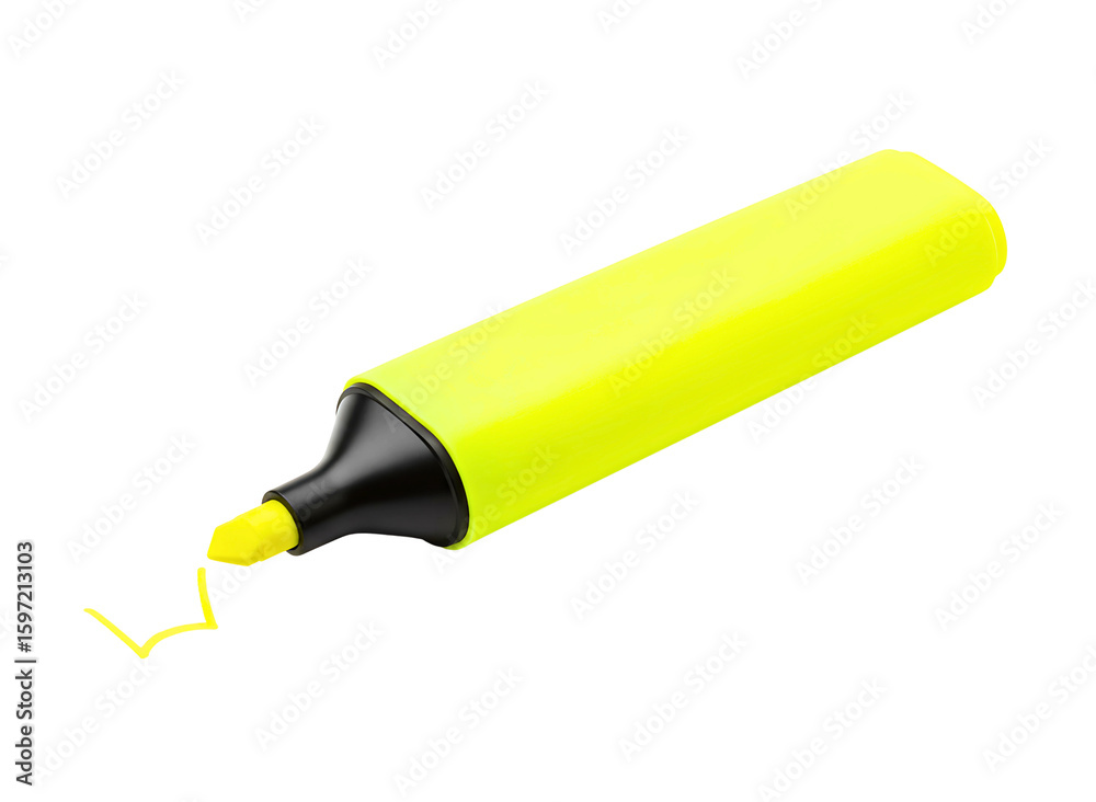 highlighter pen with ink mark isolated on transparent background highlighter pen with ink mark isolated on transparent background