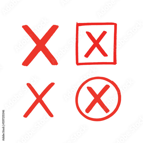 Four red crosses, handwritten and stylized for emphasis or disagreement
