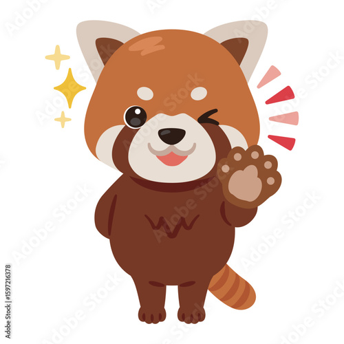 グッドサインを出すレッサーパンダのキャラクターイラスト