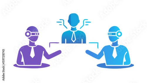 Virtual reality collaboration metaverse team meeting vr communication technology design concept vector