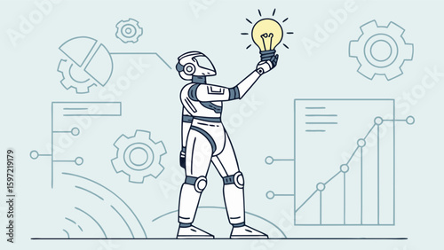 Robot ai artificial intelligence machine learning innovative idea lightbulb technology automation concept