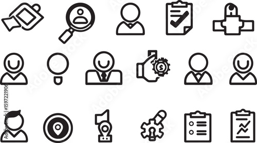 Business Icons Representing People And Concepts Human Resources Management