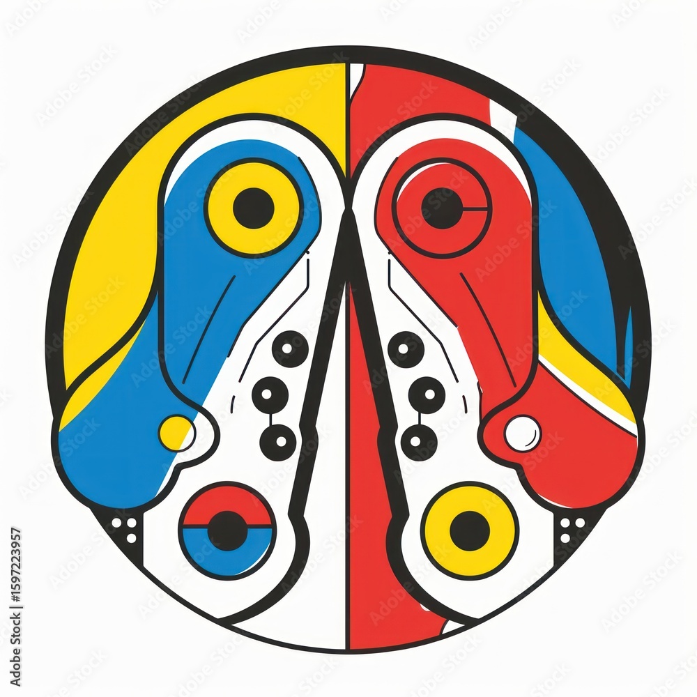 Obraz premium Circular graphic of two shoes, divided symmetrically