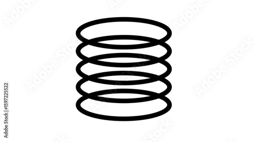 A black coil spring image represents stored mechanical energy, resilience, compression, and elasticity used in various engineering systems