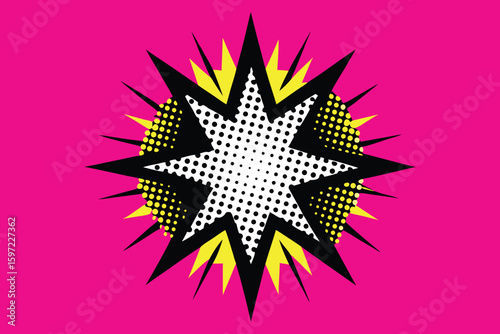 Vector art of a comic book style explosion with yellow and black starbursts