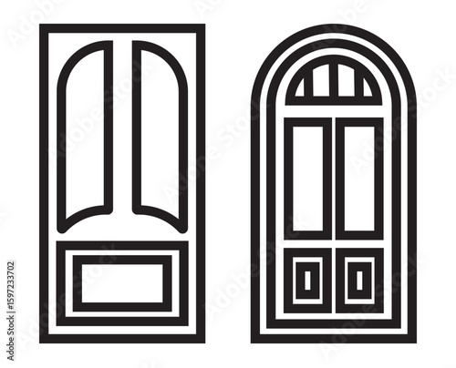 Door vector icon set. entry illustration sign collection. room symbol. exit logo