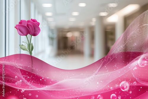 An Elegant Pink Rose Set Against an Abstract Background in a Modern Living Space Design