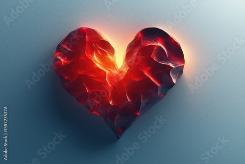 Stunning Glowing Heart Abstract Illustration Featuring a Bright Fiery Texture Design