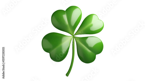 A four leaf clover 3d render icon isolated on white background 
