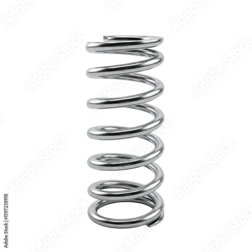 metal spring isolated on white, Silver spring, cut out background.