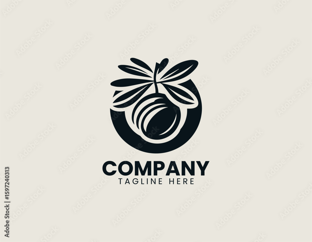 Fototapeta premium Organic Olive Fruit Leaf Healthy Food Product Vector Logo Design