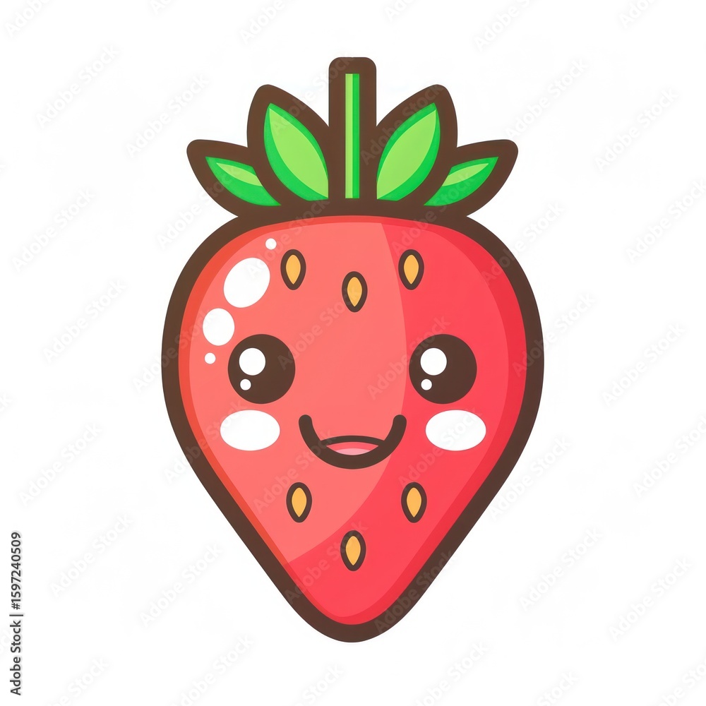 Obraz premium Cute cartoon strawberry (1)