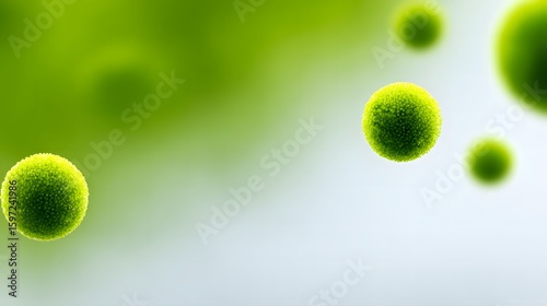 Green Spherical Objects Floating in a Gradient Background