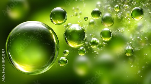Green Bubbles Floating in a Luminous Environment