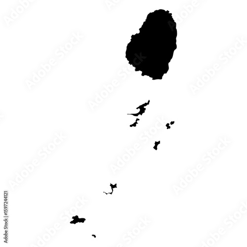 map of saint vincent and the grenadines black