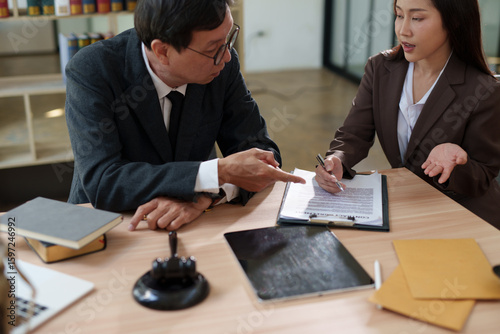 Team of lawyers provides legal consultation and meetings at the office.