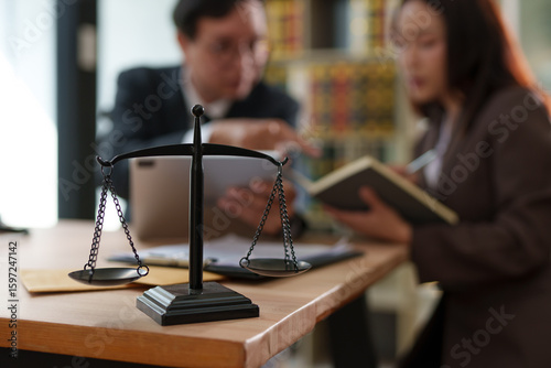 Team of lawyers provides legal consultation and meetings at the office.