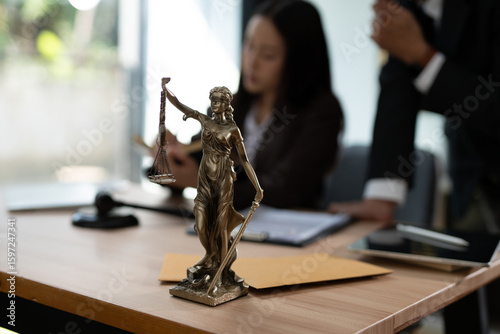 Team of lawyers provides legal consultation and meetings at the office.