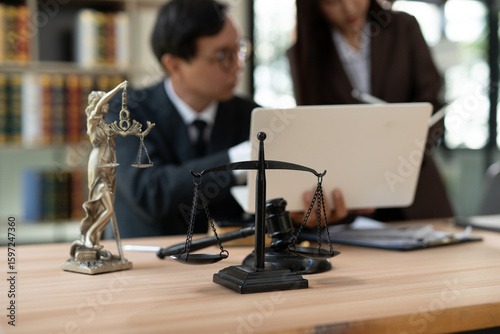 Team of lawyers provides legal consultation and meetings at the office.
