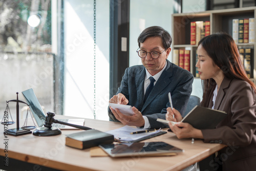 Team of lawyers provides legal consultation and meetings at the office.