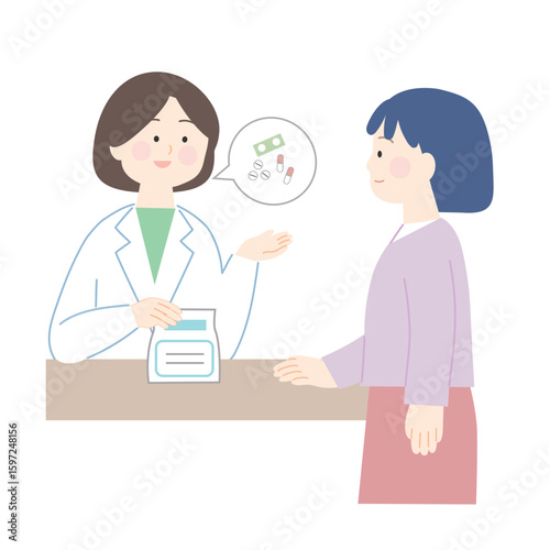 薬剤師から薬の説明を受ける女性
